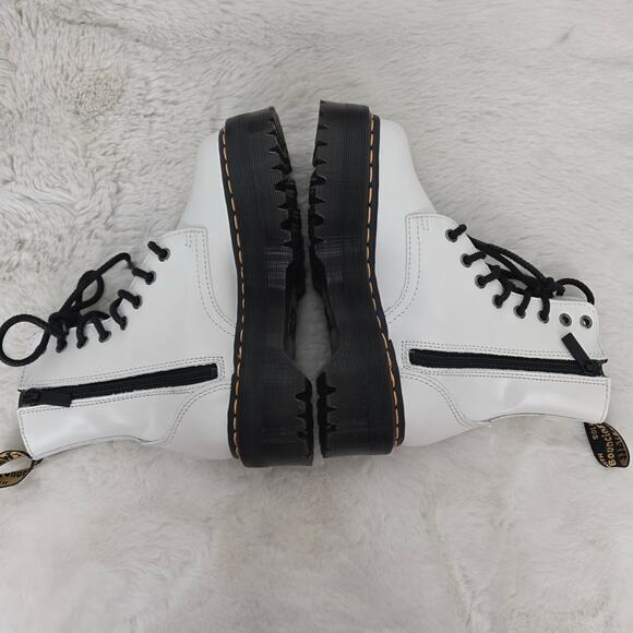 DR. MARTENS Jadon White Patent Leather Chunky Platform Boots Quad Retro US 5 - Picture 5 of 11